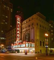 Chicago Theater at night photo