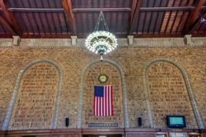 Poughkeepsie Station on the New York Central Railroad on the Metro North Line Built in 1918 the main station building is meant to be a much smaller version of Grand Central photo