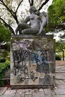 Statue in Eduardo VII Park It is named after Britains Edward VII who visited city in 1903 to reaffirm the AngloPortuguese alliance It is the largest park in central Lisbon Portugal photo