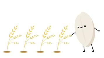 Rice character design. rice vector on white background. rice seed.