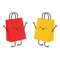 Cute cartoon shopping bag. Shopping bag character design. Isolated on white background. vector