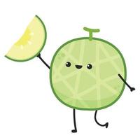 Melon character design. melon on white background. Melon cartoon. vector