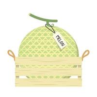 Melon in wood crate. Melon vector. melon on white background. symbol. Wood Crate. vector