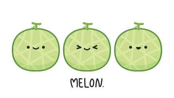 diseño de personajes de melón. melón sobre fondo blanco. dibujos animados de melón. vector