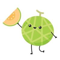 Melon character design. melon on white background. Melon cartoon. vector