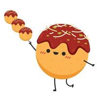 diseño de personajes takoyaki. vector de takoyaki. takoyaki sobre fondo blanco.