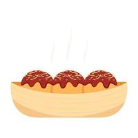 vector de takoyaki. takoyaki sobre fondo blanco. espacio libre para texto.