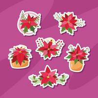 colección de pegatinas de flores de pascua vector