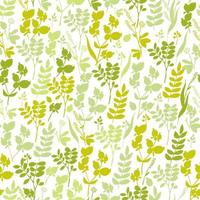 Green floral spring pattern with herbs vector