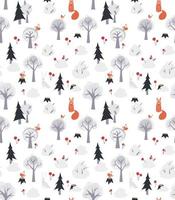 bosque de invierno con animales, patrones sin fisuras vector