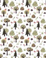 Summer forest with animals, seamless pattern vector