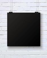 Black paper on the wall square mock up vector