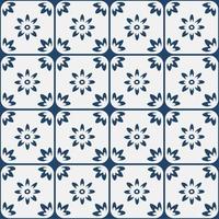 Blue and white vintage delft pattern vector