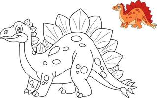 vector drawing of cartoon dinosaur, for coloring book