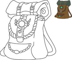 vector drawing of a backpack for a coloring book