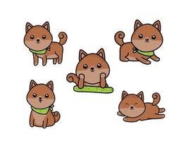 vector de personaje de dibujos animados de perro kawaii