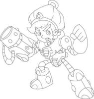 cyborg boy vector drawing for coloring book