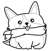 cute dog vector image, for coloring book