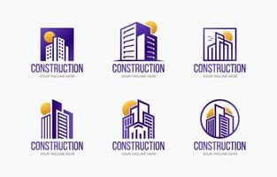 conjunto de logotipo de empresa de construcción vector