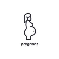 Vector sign pregnant symbol is isolated on a white background. icon color editable.