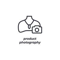 Vector sign product photography symbol is isolated on a white background. icon color editable.