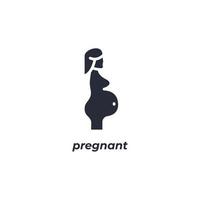 Vector sign pregnant symbol is isolated on a white background. icon color editable.