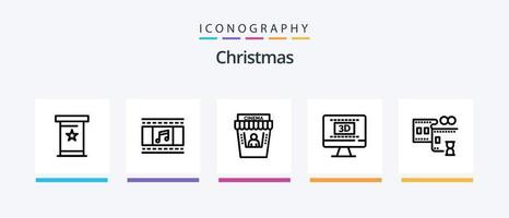 paquete de iconos de la línea navideña 5 que incluye tarjeta. regalo. fecha. Navidad. regalo. diseño de iconos creativos vector