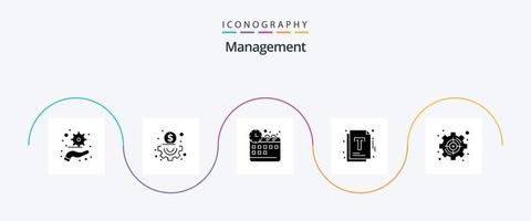 paquete de iconos de gestión de glifos 5 que incluye destino. colocar. hora. administración. mejoramiento vector