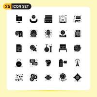 Editable Vector Line Pack of 25 Simple Solid Glyphs of credit web debit configuration laptop Editable Vector Design Elements