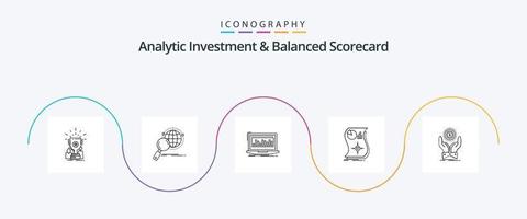 Analytic Investment And Balanced Scorecard Line 5 Icon Pack Including relationship. estimation. research. stock. index vector