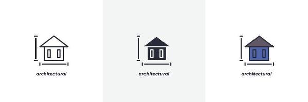 icono arquitectónico. línea, contorno sólido y relleno versión en color, contorno y signo de vector relleno. símbolo de idea, ilustración de logotipo. gráficos vectoriales