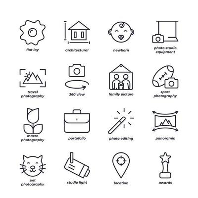 photographer set icon, isolated photographer set sign icon, icon color editable. vector illustration
