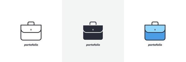 icono de cartera. línea, versión en color de contorno sólido y relleno, contorno y signo de vector relleno. símbolo de idea, ilustración de logotipo. gráficos vectoriales