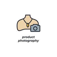 Vector sign product photography symbol is isolated on a white background. icon color editable.