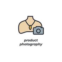 el símbolo de fotografía de producto de signo vectorial está aislado en un fondo blanco. color de icono editable. vector