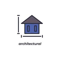 el símbolo arquitectónico de signo vectorial está aislado en un fondo blanco. color de icono editable. vector