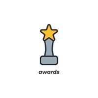 Vector sign awards symbol is isolated on a white background. icon color editable.