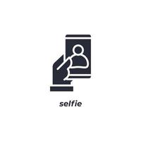 el símbolo de selfie de signo vectorial está aislado en un fondo blanco. color de icono editable. vector
