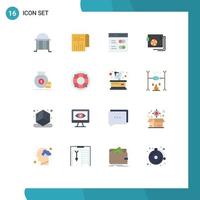 User Interface Pack of 16 Basic Flat Colors of supply part report computer user Editable Pack of Creative Vector Design Elements