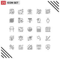 Mobile Interface Line Set of 25 Pictograms of information details cracker meteor asteroids Editable Vector Design Elements