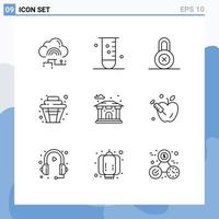 Outline Pack of 9 Universal Symbols of building sweet laboratory cup protection Editable Vector Design Elements