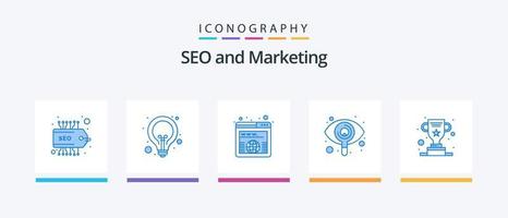 paquete de iconos seo blue 5 que incluye taza. vista. dirección. visto. ojo. diseño de iconos creativos vector