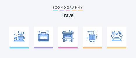 Travel Blue 5 Icon Pack Including service. hotel. travel. butler. tourist. Creative Icons Design vector