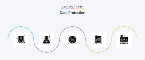 Data Protection Glyph 5 Icon Pack Including . security. security. internet. security vector