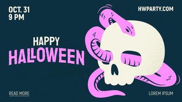 pancarta de halloween ilustración de dibujos animados de moda para el día de halloween. bueno para impresión, pancarta, volante, afiche, tarjeta de felicitación, etc. vector