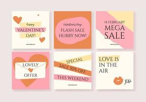 Happy Valentine's Day greeting cards. Trendy abstract square art templates. Suitable for social media posts, mobile apps, banners design and webinternet ads. vector