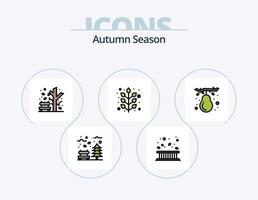 paquete de iconos llenos de línea de otoño 5 diseño de iconos. sopa. cuenco. Chimenea. planta. caer vector