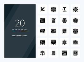 20 icono de glifo sólido de desarrollo web para presentación vector