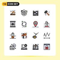 16 iconos creativos signos y símbolos modernos de comida no deseada kit de reloj vivo libra elementos de diseño de vectores creativos editables