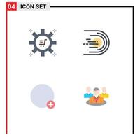 Pictogram Set of 4 Simple Flat Icons of marketing automation basic marketing technology flight sign Editable Vector Design Elements